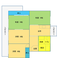 番野地住宅二　55‐1　平面図