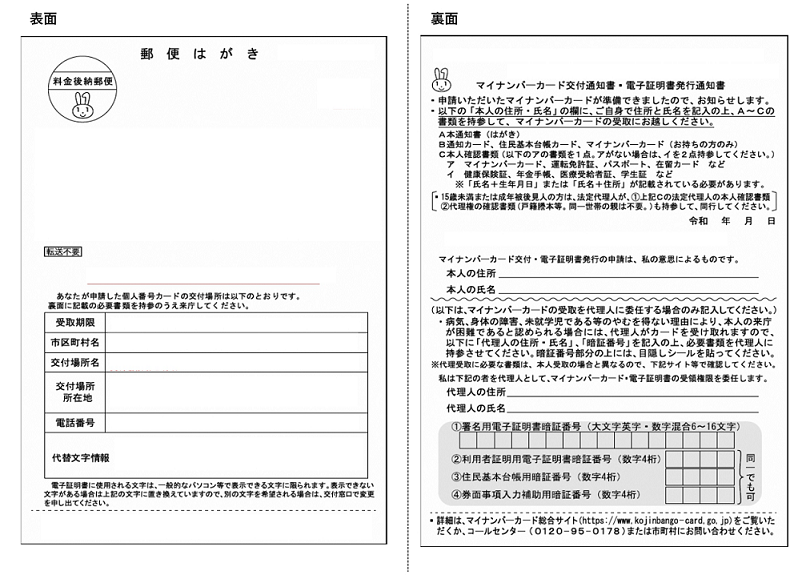 マイナンバーカード交付通知書