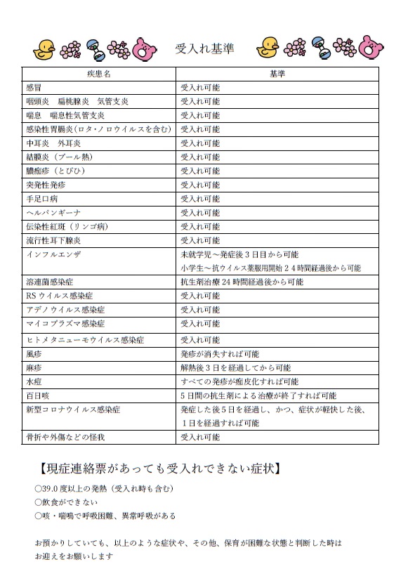 受入れ基準